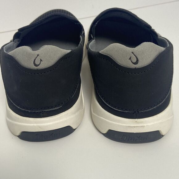 OluKai Men’s Sz 9 Slip On LAE’AHI Black And Gray Rubber White Soles Non Slip - Picture 5 of 9